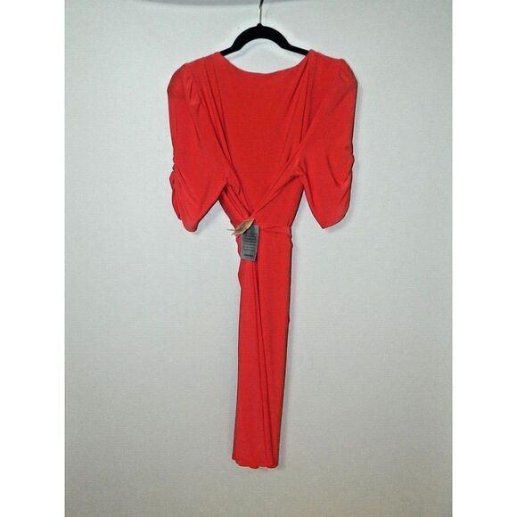 Eliza J Dress Plus  Size 18 Orange Wrap‎ Balloon Drapey Sleeve - Picture 5 of 11